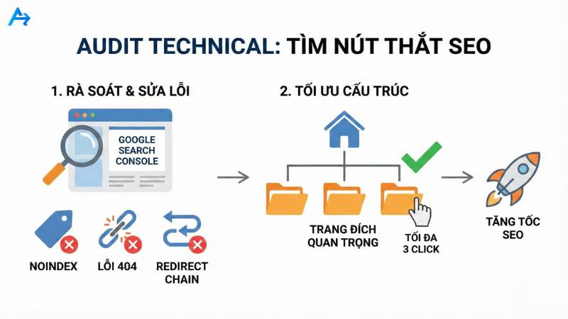 Vì Sao SEO Lên Chậm? Bài Toán Nan Giải Của Doanh Nghiệp 14 Audit Technical tìm ra nút thắt khiến SEO chậm