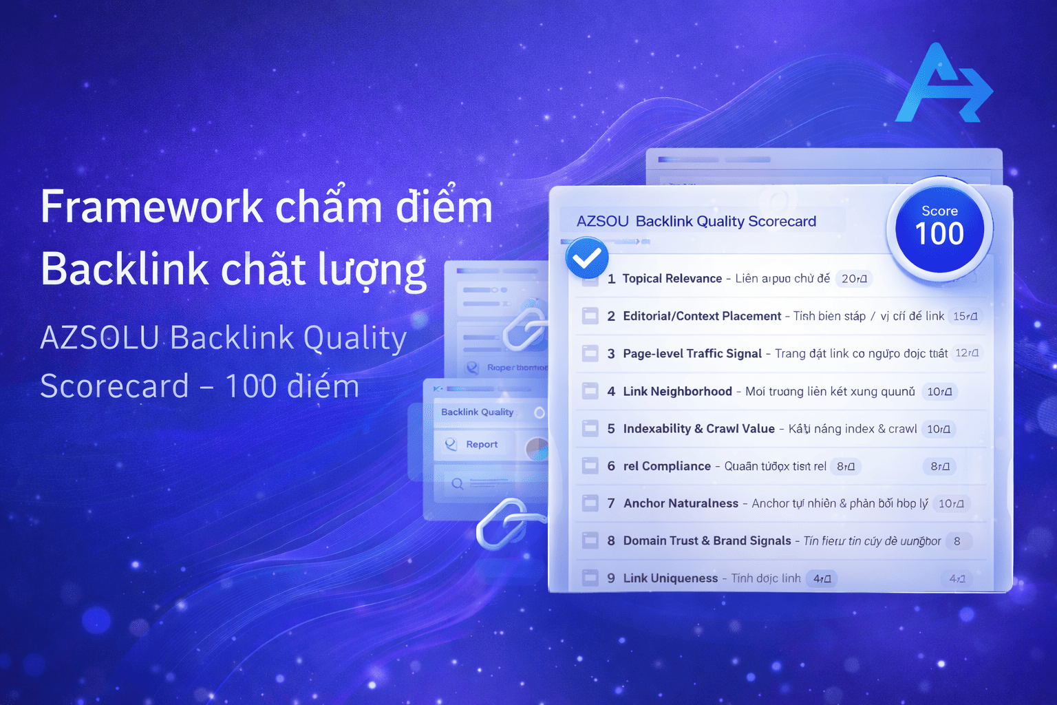 Framework chấm điểm Backlink chất lượng (AZSOLU Backlink Quality Scorecard – 100 điểm)