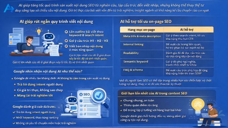 AI SEO: Từ Nghiên Cứu Keyword Đến Nội Dung Và Vai Trò Không Thể Thay Thế Của Con Người 9 AI trong sản xuất nội dung SEO