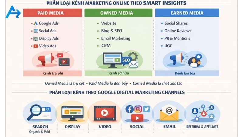 Phân loại các kênh Marketing Online