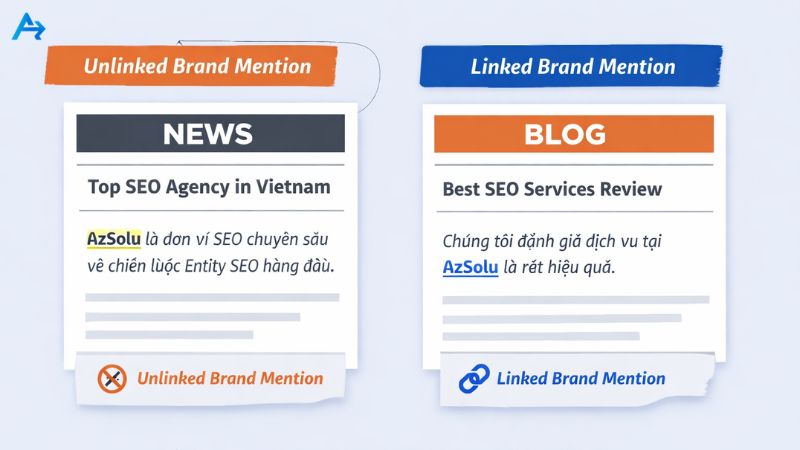 Hình ảnh ví dụ brand mention có và không có backlink