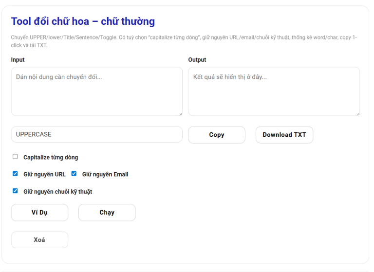 Tool đổi chữ hoa chữ thường