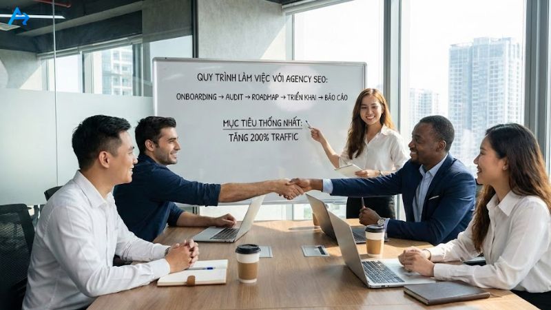 Quy Trình Làm Việc Với Agency SEO: 04 Giai Đoạn Chuẩn Từ Onboarding Đến Báo Cáo 6 Doanh nghiệp và Agency nên họp thống nhất mục tiêu ngay từ đầu