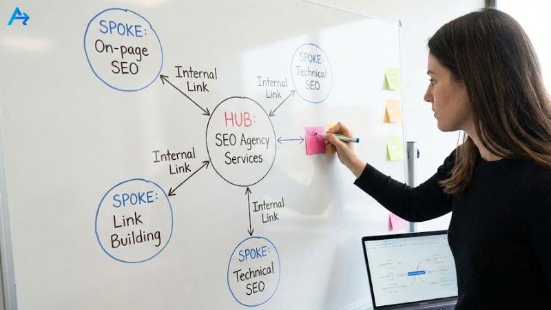 Quy Trình Làm Việc Với Agency SEO: 04 Giai Đoạn Chuẩn Từ Onboarding Đến Báo Cáo 8 Xây dựng mô hình Hub-Spoke giúp tối ưu internal link hiệu quả