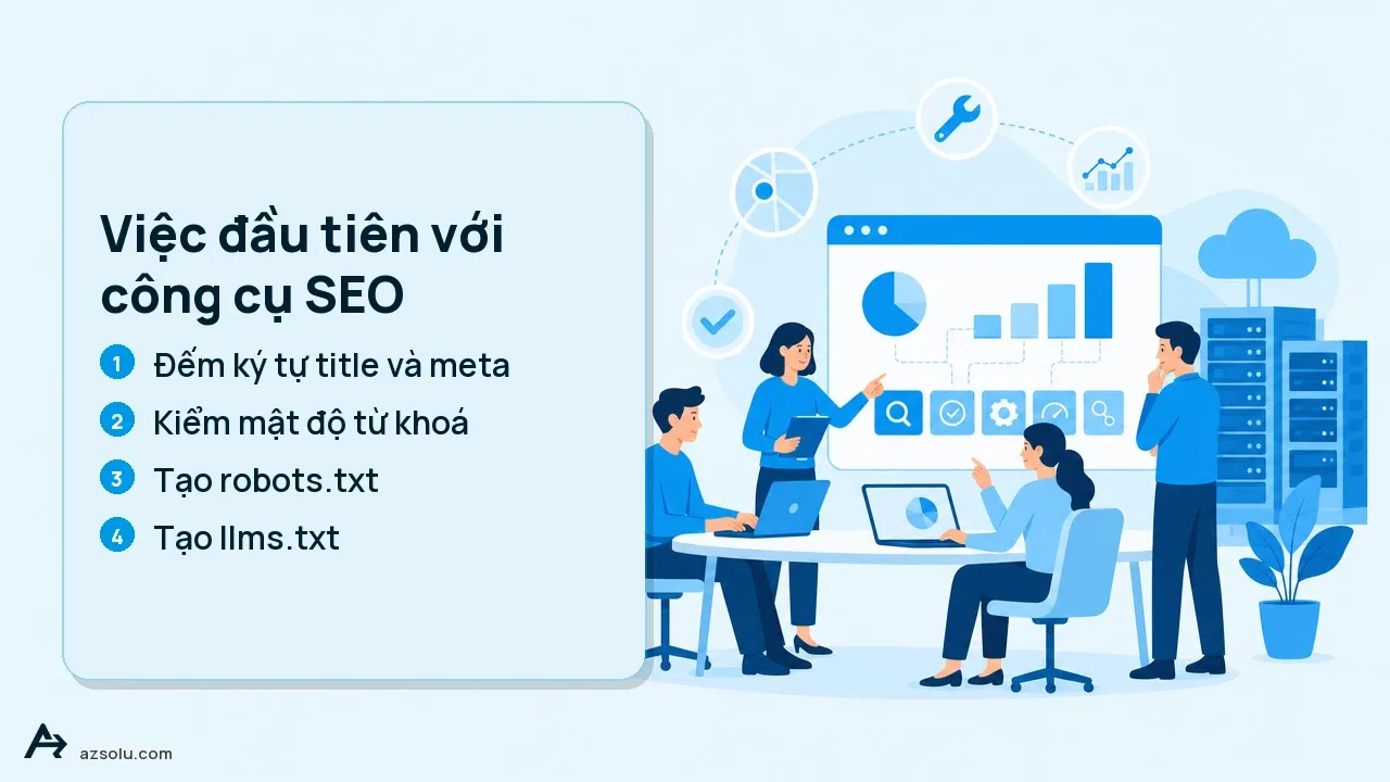 Công cụ SEO đầu tiên cho người mới: đếm ký tự title và meta cùng biểu đồ và bảng điều khiển